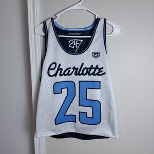 Charlotte 25 White and Blue Basketball Jersey